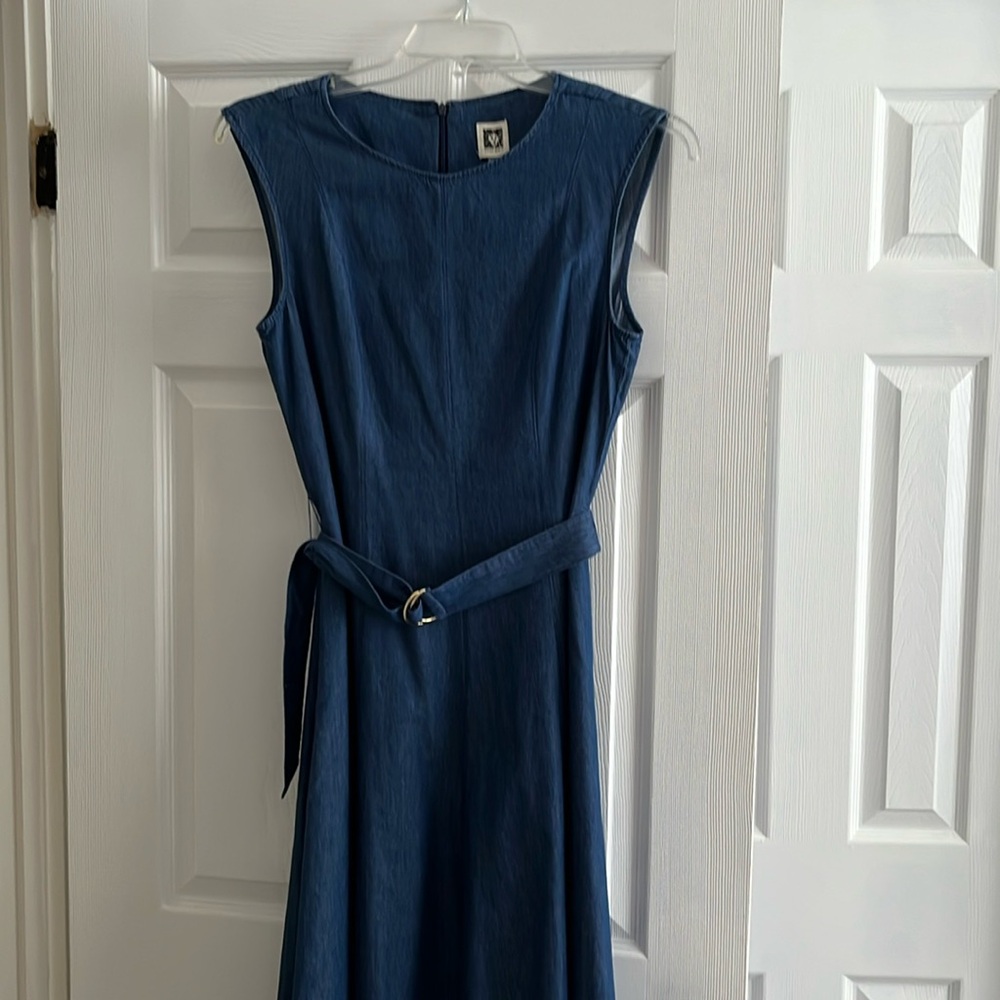 Anne Klein Blue Sleeveless Midi Dress